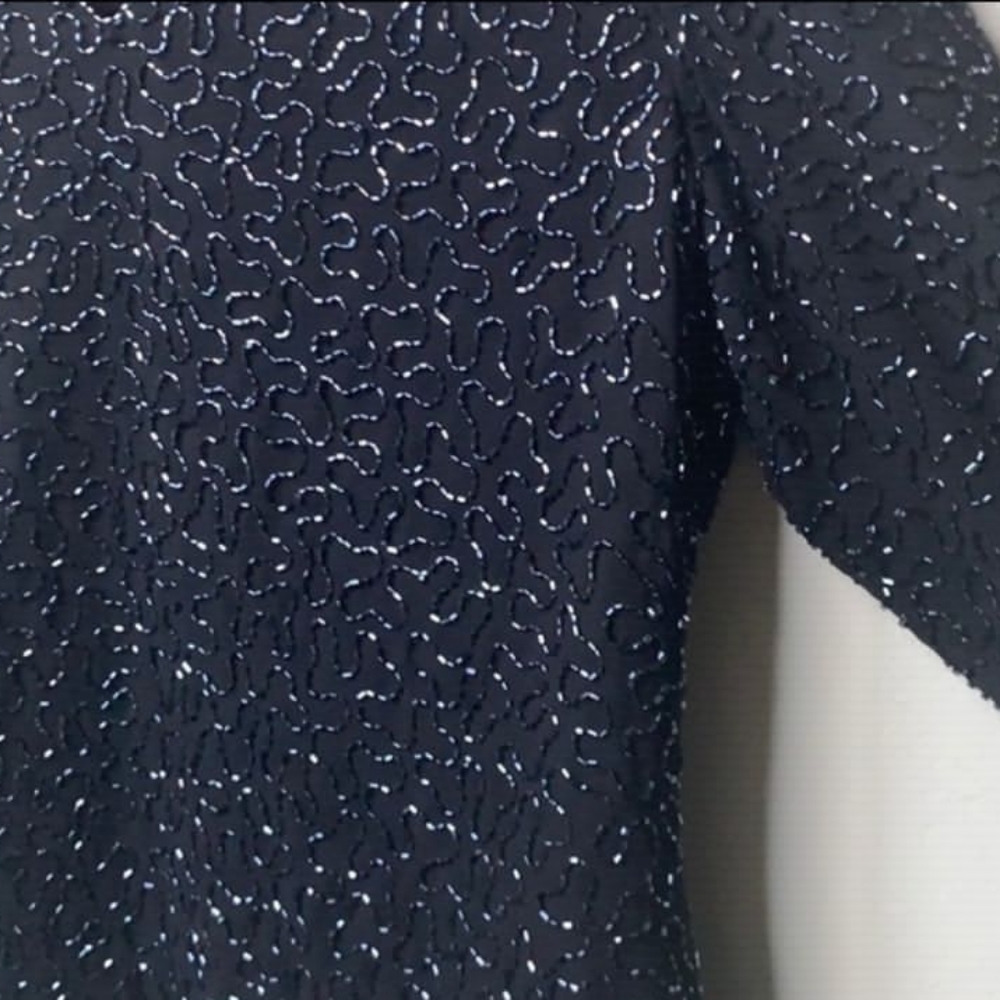 Dressbarn Collection Beaded Top Long sleeve Beautiful black - Picture 8 of 8